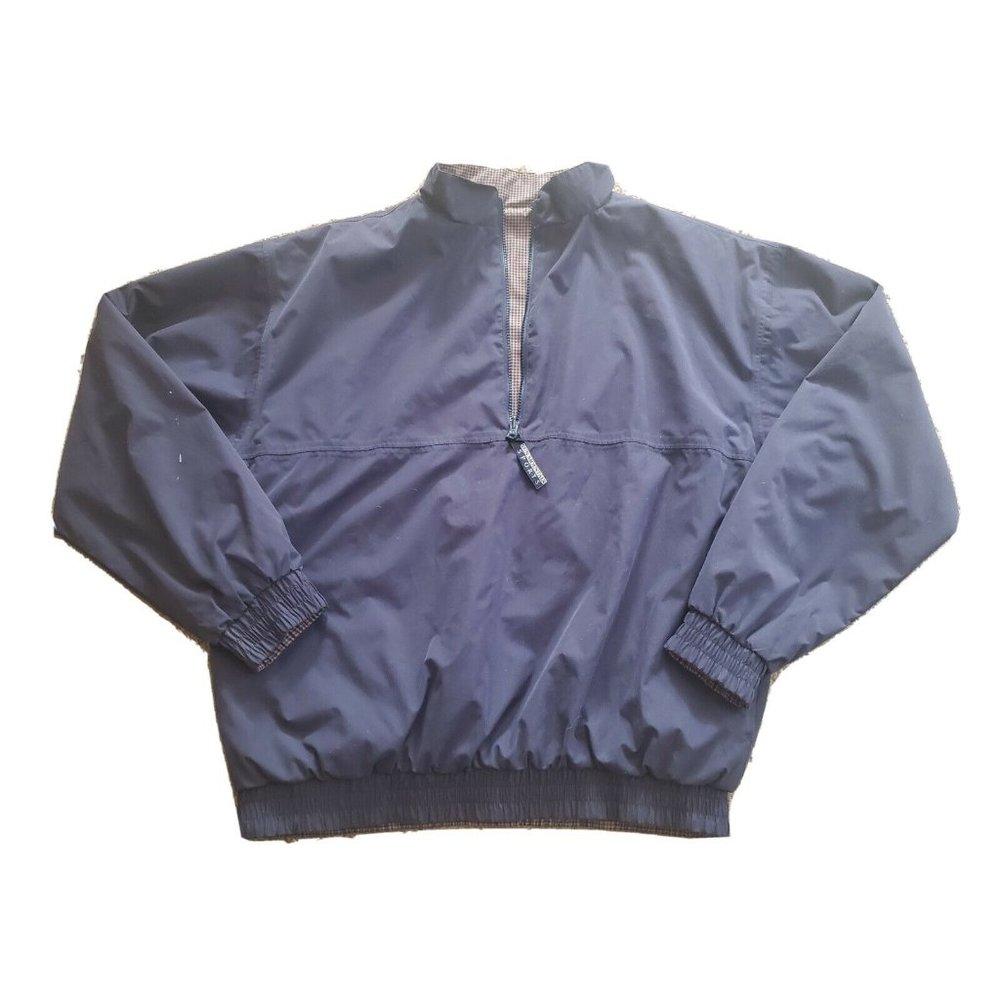 VTG Sun Mountain Rain Wear 1/4 Zip Pullover Golf Jacket Navy Blue Wind Breaker L